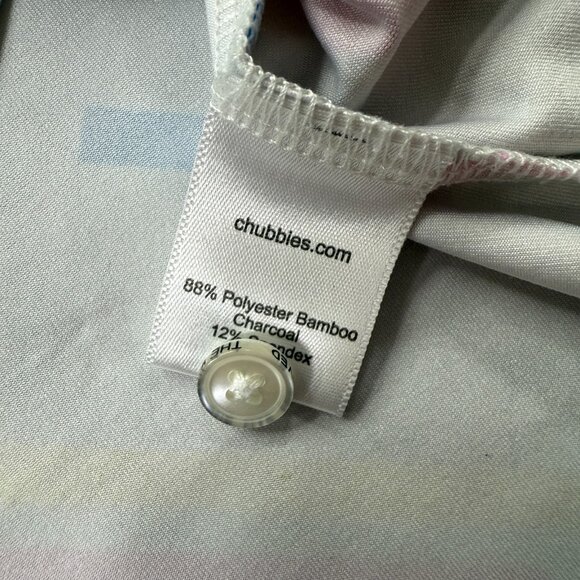 Chubbies Performance Polo Shirt Men L White Green Pink Blue Striped Stretch - Picture 6 of 13